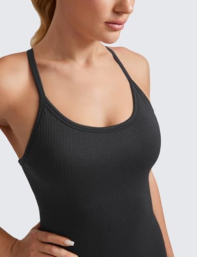 Seamless Workout Tank Tops for Women Racerback Athletic Camisole Sports Shirts with Built in Bra