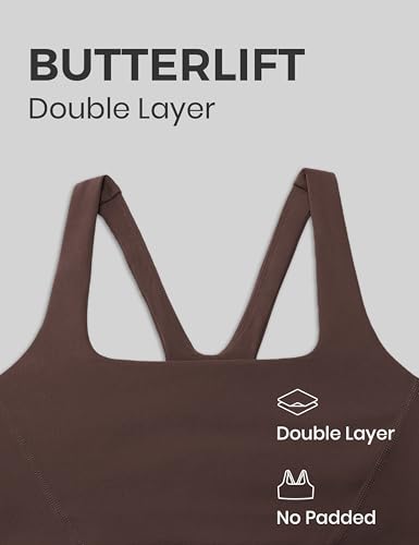 Butterlift Double Lined Square Neck Sports Bras for Women - Wireless V-Shaped Racerback Workout Yoga Top Non Padded
