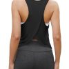 Workout Tops for Women Split Back Cropped Yoga Athletic Sports Shirts