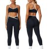 Women 2 Piece Workout Sets ColorBlock Cross Back Sports Bra High Waist Tummy Control Active Leggings Yoga Outfit