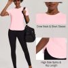 Workout Tops for Women UPF 50+ Yoga Shirts Short Sleeve Athletic Tops with Side Slits Running Gym Tee Top Loose Fit