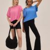 Open Back Workout Tops for Women Loose Fit Athletic Crop Tee Short Sleeve Gym Running Yoga Shirt