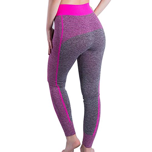 Women's Yoga Leggings Exercise Workout Pants Sports Running & Everyday Wear(S-XL) (Large, Pink)