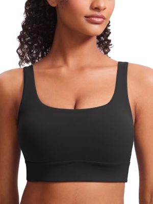 Butterluxe Womens U Back Sports Bra - Scoop Neck Padded Low Impact Yoga Clothes Workout Crop Top with Built in Pads