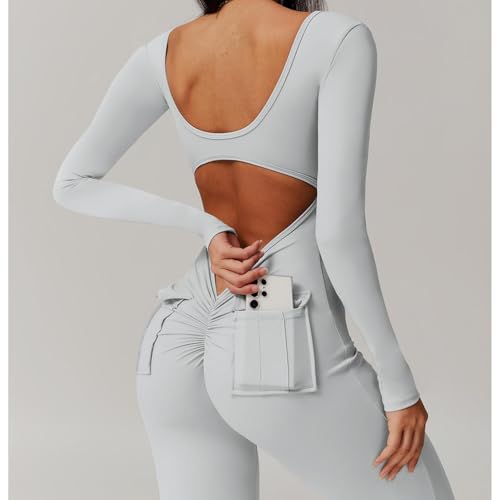 41gD5ldApxL.jpg Sports Jumpsuit Women Gym Set Training Yoga Suit Sportswear Back Jumpsuit Fitness Rompers Stretch Workout Bodysuits