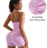 2 Piece Workout Sets for Women Halter Sports Bra Tank Gym Biker Shorts Outfits