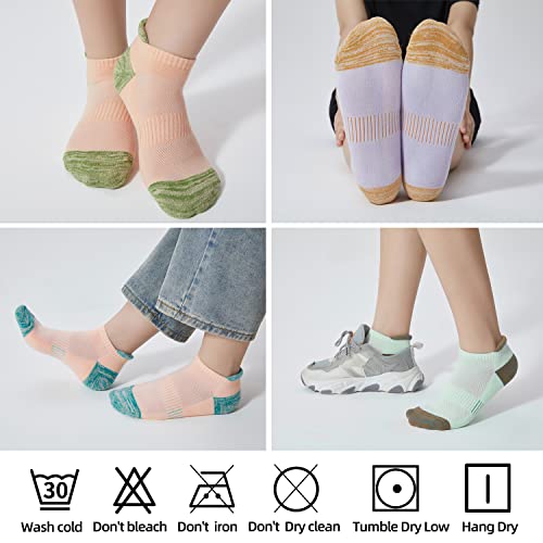 Womens Ankle Socks 6 Pairs Cushioned Running Athletic No Show Socks With Tab