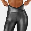Body Sculpt Faux Leather Leggings Reversible Wear Compression Leggings for Women Body Sculpting Tummy Control Workout
