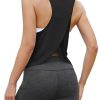 Workout Tops for Women Split Back Cropped Yoga Athletic Sports Shirts