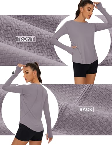 41nlmTs6BiL.jpg Women's Long Sleeve Running Shirts Workout Tops UPF 50+ Sun Shirt Quick Dry Athletic T-Shirts with Watching Window