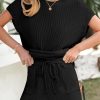 41oVLqGCbgL.jpg Summer Sets Women 2 Piece Outfits Casual Ribbed Knit Short Sleeve Tops Wide Leg Pants Lounge Set Travel Tracksuit
