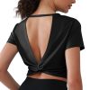 41pQKtdcZRL.jpg Open Back Workout Tops for Women Crop Yoga Shirts Lightweight Twist Back Athletic Running Gym Tops
