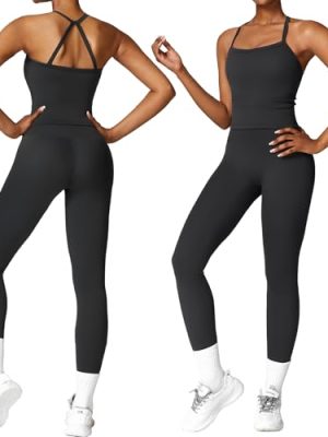 Women 2 Piece Workout Sets (2025 NEW) Yoga Outfit Open Back Tank Top High Waisted Leggings Gym Sets Tracksuits