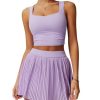 Women 2 Piece Tennis Dress Square Neck Tank Top with High Waisted Pleated Workout Skorts Skirt Set Yoga Golf Outfits