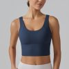 41qzo8fdJ9L.jpg Longline Sports Bra for Women V Back Wireless Padded Medium Support Yoga Bra Workout Crop Tank Tops