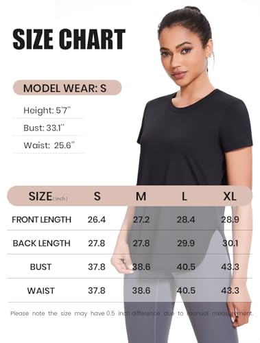 4-Pack Workout Tops for Women UPF 50+ Yoga Shirts Short Sleeve Athletic T-Shirts Quick Dry Running Gym Tee