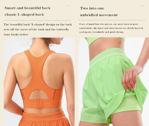 2 Packs Breathable Workout Shorts Pants Sports Bra Set for Women,Women's Gym Short Trousers Outfits Set.