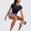 Seamless Womens Short Sleeve Crop Tops Breathable Slim Fit Gym Workout Shirts Athletic Running Basic Tee Top