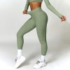 2 Piece Workout Sets for Women Long Sleeve Crop Tops and Yoga Pants Outfits High Waist Flared Leggings Gym Sets