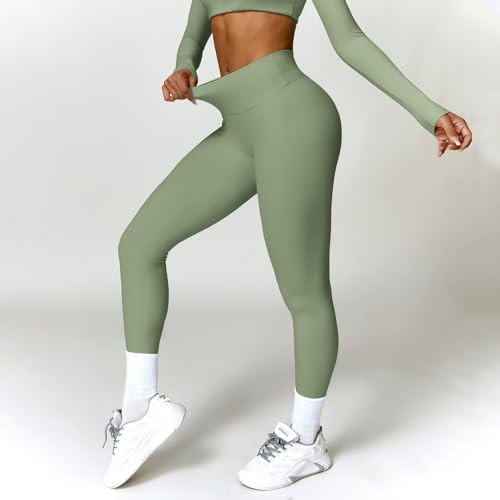 2 Piece Workout Sets for Women Long Sleeve Crop Tops and Yoga Pants Outfits High Waist Flared Leggings Gym Sets