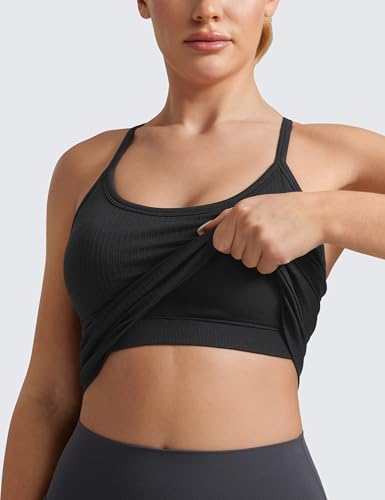Seamless Workout Tank Tops for Women Racerback Athletic Camisole Sports Shirts with Built in Bra