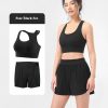 2 Packs Breathable Workout Shorts Pants Sports Bra Set for Women,Women's Gym Short Trousers Outfits Set.