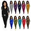 Womens Two Piece Outfits Casual Sweatsuits Solid Tracksuit Jogging Sweat Suits Matching Jogger Hoodie Pants Set