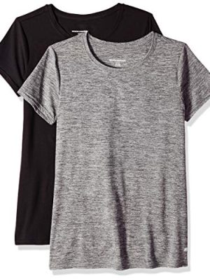 Women's Active Quick Dry Tech Stretch Short-Sleeve Crewneck T-Shirt (Available in Plus Size), Multipacks