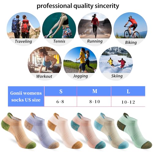 Womens Ankle Socks 6 Pairs Cushioned Running Athletic No Show Socks With Tab
