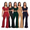 2 Piece Outfits for Women Workout Sets - Sexy Crop Top + High Waisted Flared Long Pant Sets Track Suits Yoga Sports
