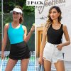 Womens Shelf Bra Tank Tops Racerback Workout Camis Yoga Shirt Cotton Undershirt 2 Pack