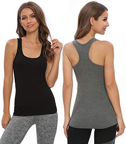Racerback Workout Tank Tops for Women Basic Athletic Tanks Yoga Shirt Sleeveless Exercise Tops 4 Pack