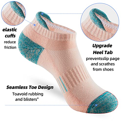 Womens Ankle Socks 6 Pairs Cushioned Running Athletic No Show Socks With Tab