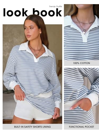 Women Fall Two Piece Sets Cotton Striped Set Sweatshirt Matching Skort Skirt Sweatsuits Workout Tracksuit Outfits 2025