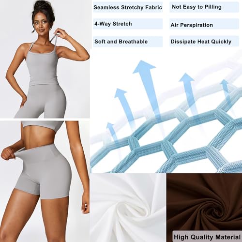 Women 2 Piece Workout Sets (2025 NEW) Yoga Outfit Open Back Tank Top High Waisted Shorts Gym Sets Tracksuits