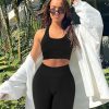Womens Workout Sets 2 Piece - Acid Wash Seamless Yoga Outfits High Waist Leggings Padded Racerback Sports Bra Gym Set